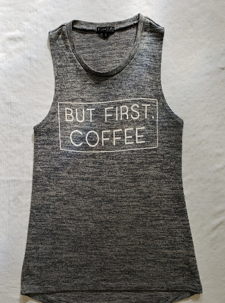 "But first coffee" racer back tank